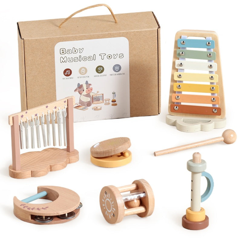 Cloud Percussion Instrument Piano Music Set: 6-Piece Wooden Baby Musical Toy Set