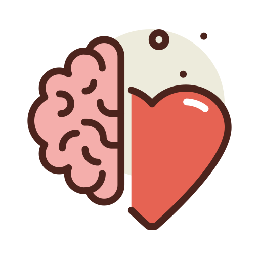 Icon showing brain and heart for emotional and cognitive child development.

