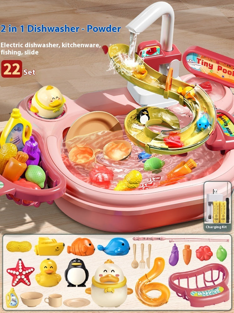 2-in-1 Electric Fishing Sink Table Toy - Fun Water Play for Kids
