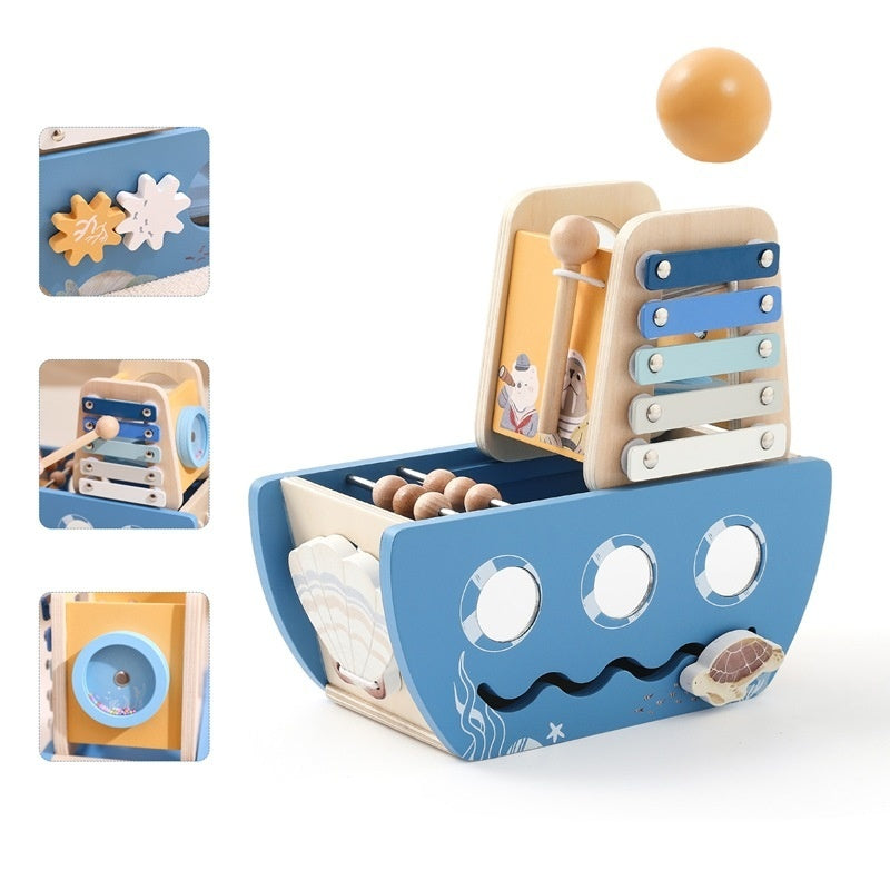 
                      
                        Ocean-Themed Wooden Activity Cube with Xylophone - Educational Toy for Toddlers
                      
                    