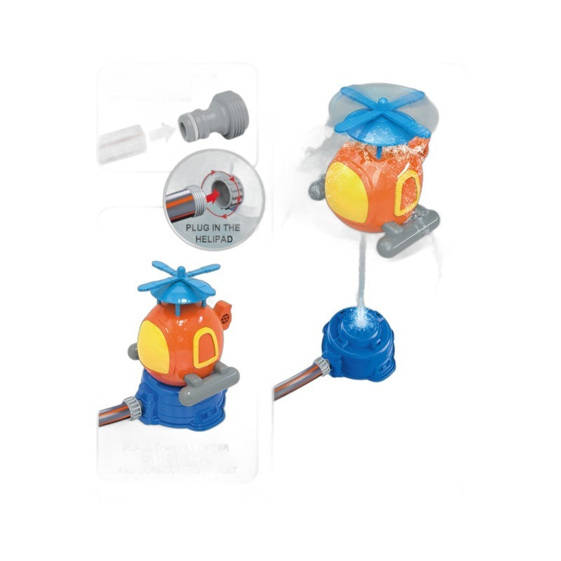 rotating helicopter sprinkler water toy for outdoor summer play