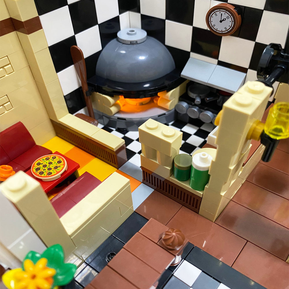 Pizza Shop Street View Series Town Scene Building Blocks Toy Model