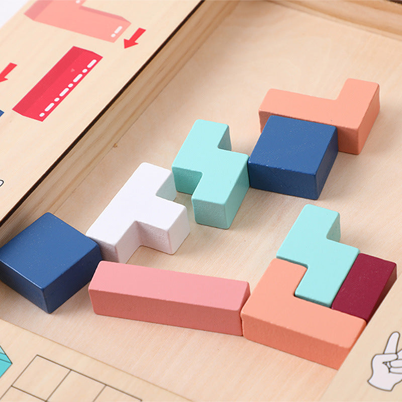 BrainBlox Das spannende Tetris-Puzzlespiel aus Holz für kleine Köpfe