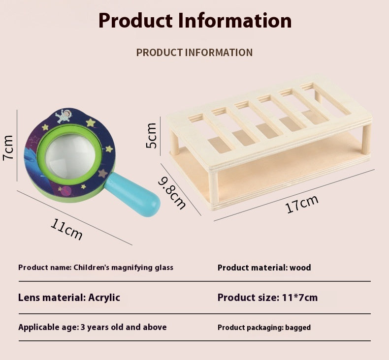 Children's Wooden Magnifying Glass Toy Scientific Experiment Observation Ability Training