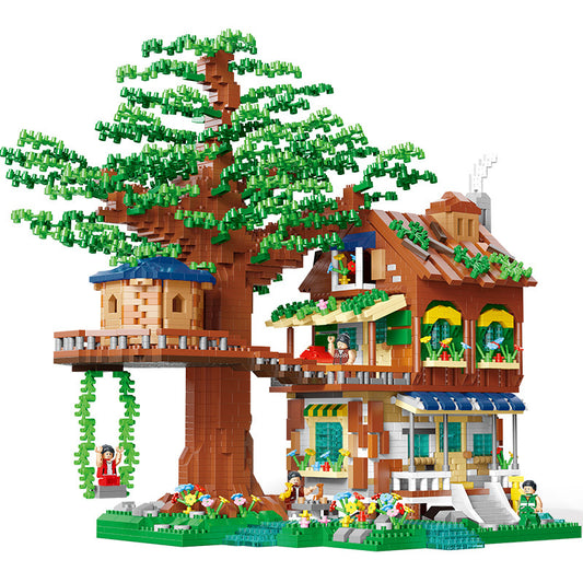 Hochelfen-Baumhaus-Puzzle, Bausteine ​​zusammenbauen, 4000+