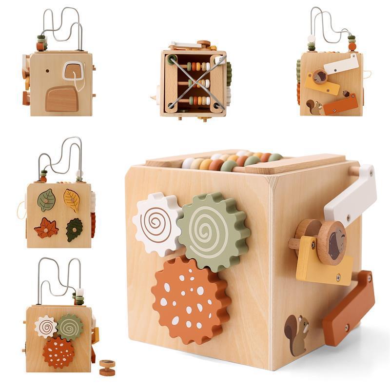 Wooden Activity Cube – Montessori Educational Toy