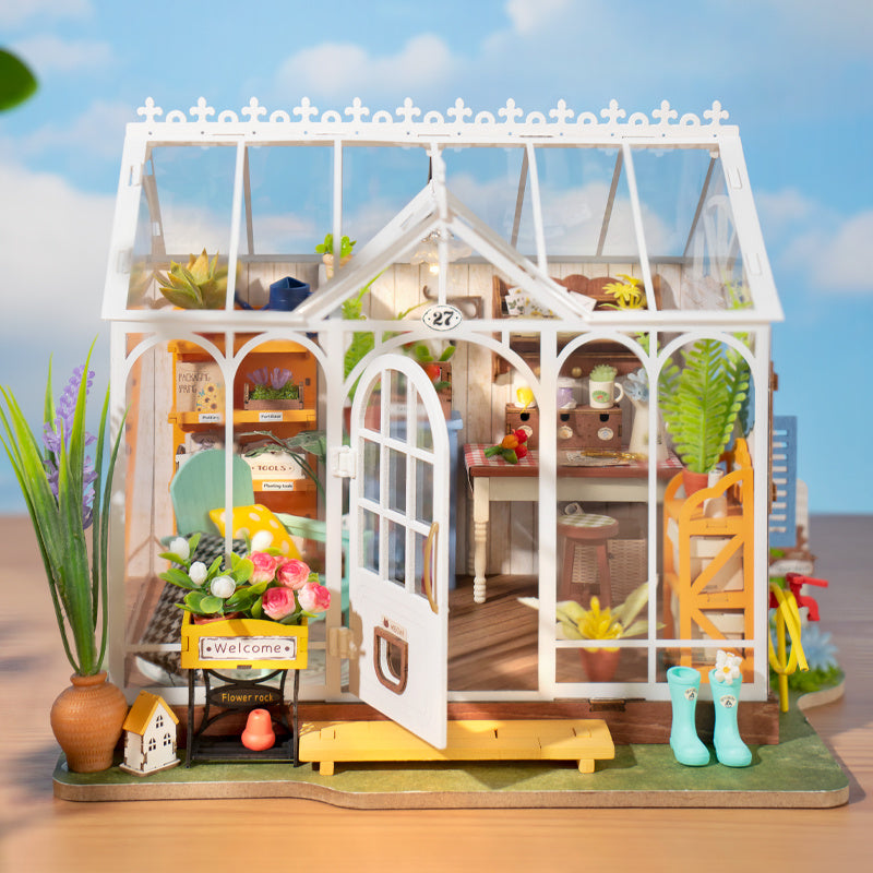 Rolife Mengyu Flower House – DIY Miniature Greenhouse with LED Lights