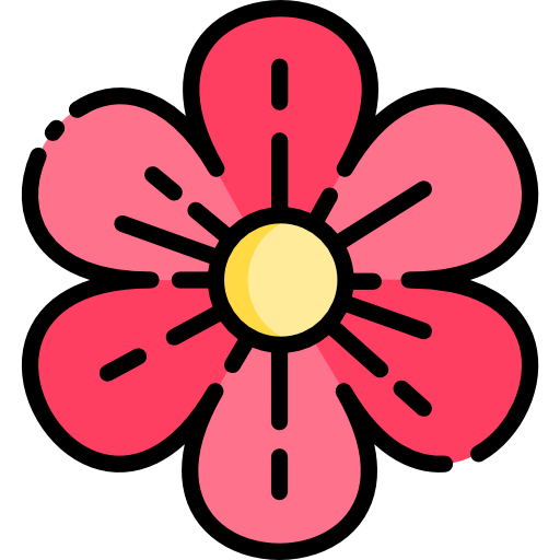 Icon symbolizing natural child growth with a soft pink flower.

