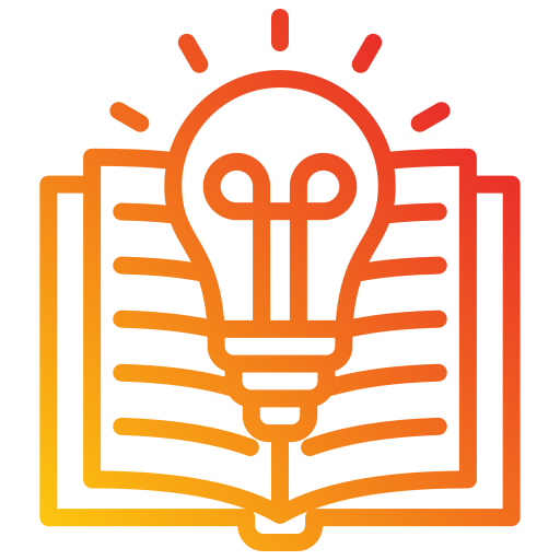 Icon representing Montessori learning with book and lightbulb.

